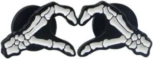 2 Pce White Skeleton Brooch Pin Hand Bone Heart-Shaped Enamel Pin for Backpack Clothes Lapel Halloween Jewelry Gift for Friends