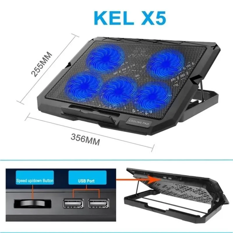 5-fan Adjustable Laptop Cooling Stand