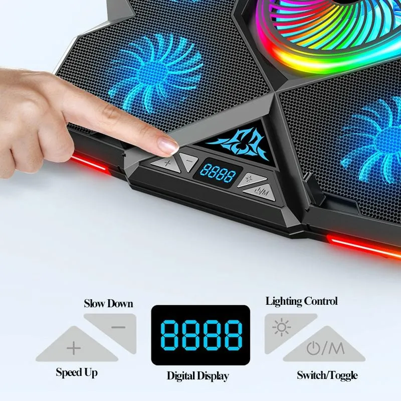 5 Fan Laptop Cooler with Usb Ports Touch Symphony Red