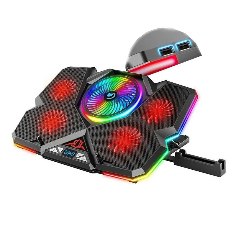 5 Fan Laptop Cooler with Usb Ports Touch Symphony Red
