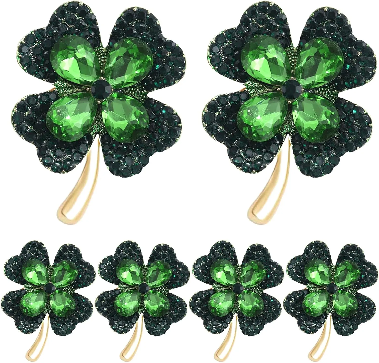 6 Pcs Green Clover Lapel Clover Brooch Pin,St Patricks Day Pins,Shamrock Pin Men and Women Jewelry Irish Cultural Celebration Four-Leaf Clover St Patricks Day Accessories Jewelry Gift