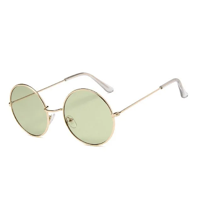 Cute color lens retro round sun glasses