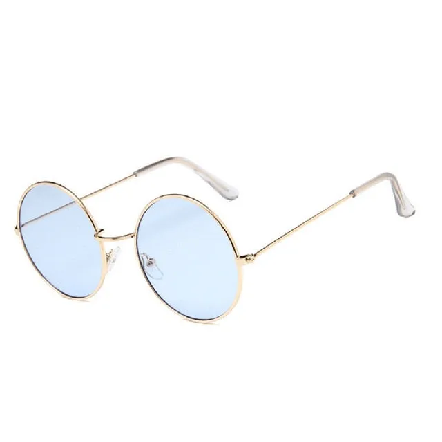 Cute color lens retro round sun glasses