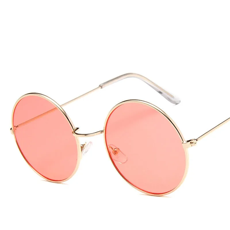 Cute color lens retro round sun glasses