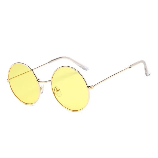 Cute color lens retro round sun glasses