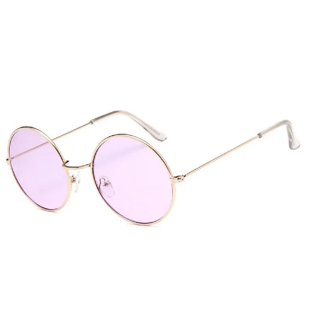 Cute color lens retro round sun glasses