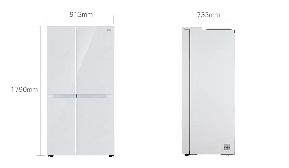 LG 650 Ltr, GL-B257DLW3 Convertible Side by Side Refrigerator with Premium Glass Door, Smart Inverter Compressor, Linen White Finish