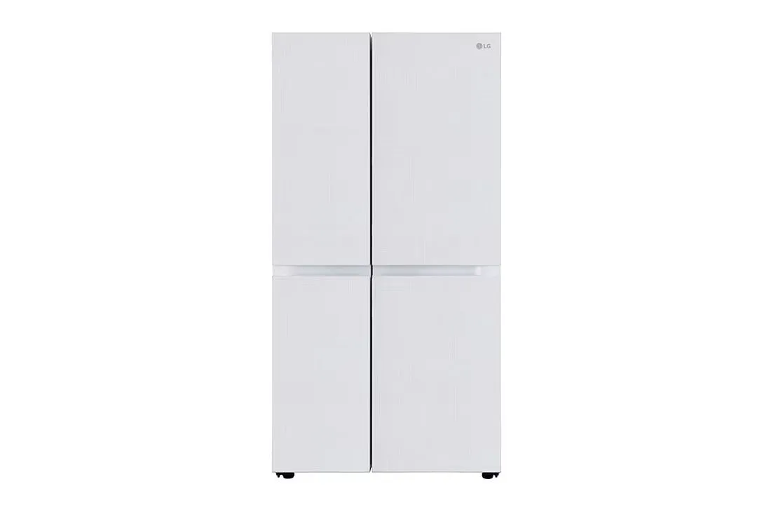 LG 650 Ltr, GL-B257DLW3 Convertible Side by Side Refrigerator with Premium Glass Door, Smart Inverter Compressor, Linen White Finish