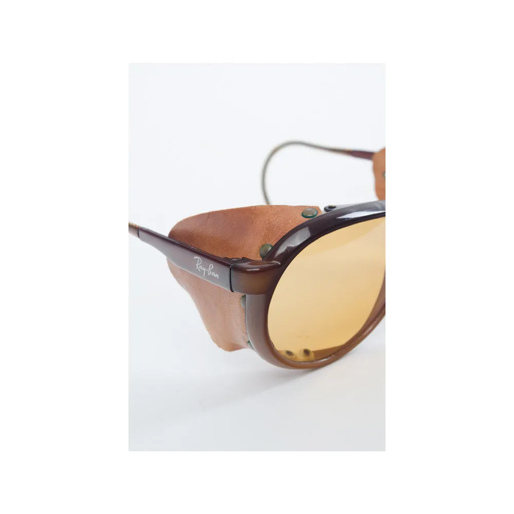 Ray Ban Vintage Leather Aviator Sunglasses