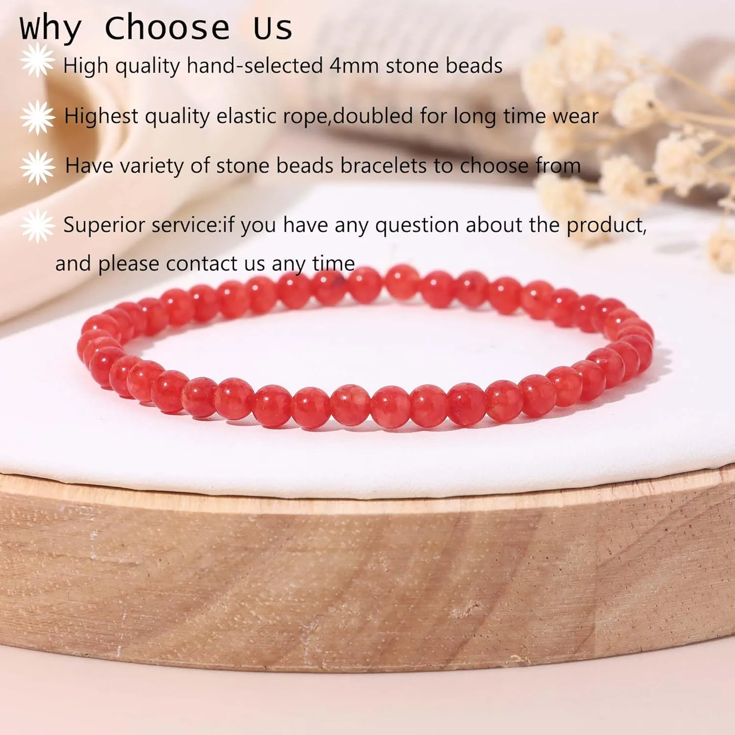 SONNYX Crystal Bracelets for Women Men - 4MM Natural Stone Gemstone Beaded Bracelet Stretch Beads Bracelets Amethyst Jewelry