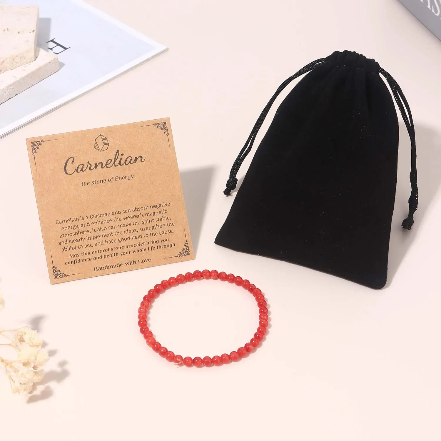 SONNYX Crystal Bracelets for Women Men - 4MM Natural Stone Gemstone Beaded Bracelet Stretch Beads Bracelets Amethyst Jewelry