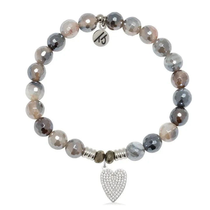 Storm Agate  Gemstone Bracelet with You Are Loved Sterling Silver Charm